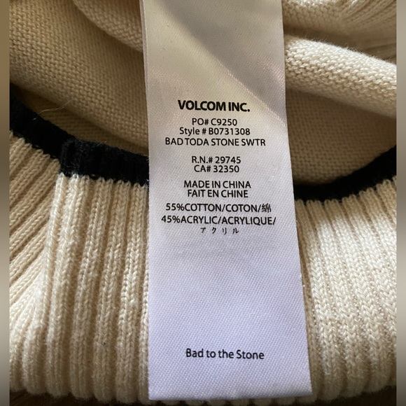 Volcom Bad Toda Stone Cream Motorcycle Print Sweater Size Small Medium - Picture 10 of 14